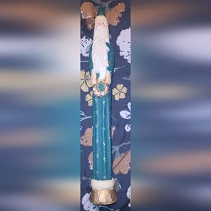 James Haddon Wood Carving Folk Art Pencil Santa Green Signed  Folk Art